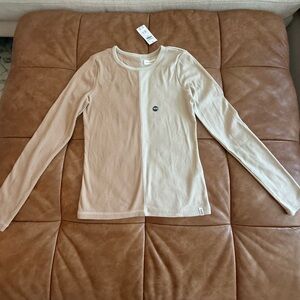 Abercrombie Kids Ribbed Cream Long Sleeve Top